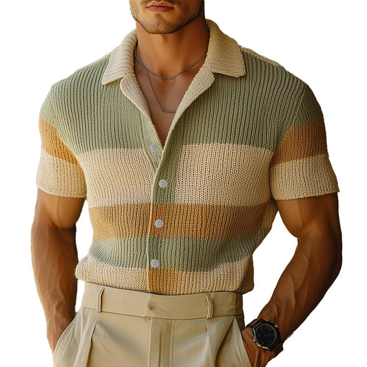 【24-hour shipping out】Men's Spring Fashion Simple Woven Slim Short Sleeve Shirt MTA0885D0P