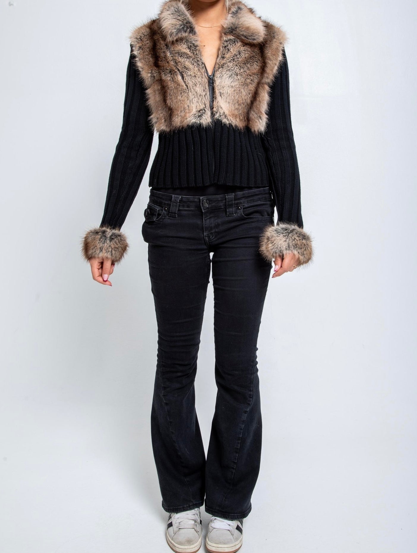 LAMOUR EXCLUSIVE FUR KNIT - BLACK