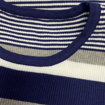Men's Spring and Summer Casual Horizontal Stripe Knit Short Sleeve T-Shirt MTA1978C7K