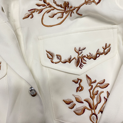 Men's Classic American Western Style Embroidered Slim Fit Cotton Long Sleeve Shirt 98153445K