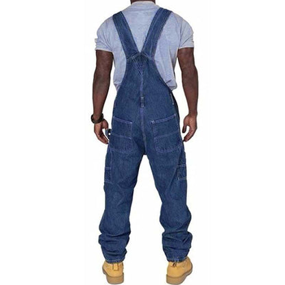 Men's Casual Washed Denim Multi-pocket Loose Overalls 89142810M