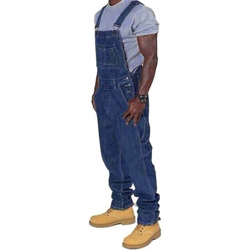 Men's Casual Washed Denim Multi-pocket Loose Overalls 89142810M