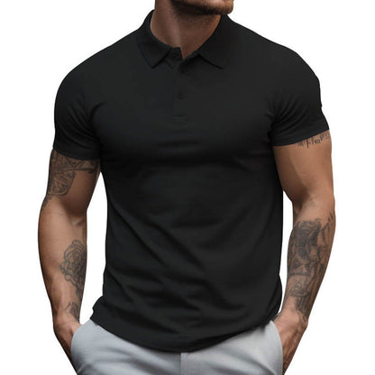 【24-hour shipping out】Men's Solid Slim Lapel Short Sleeve Casual Polo Shirt 22236281Z