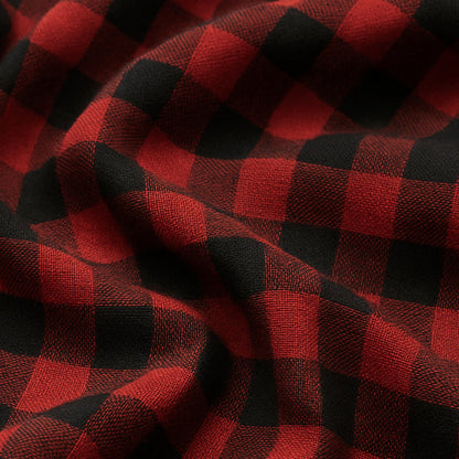 Men's Summer Retro Red And Black Plaid Button Short Sleeve Shirt MTA2678E3U