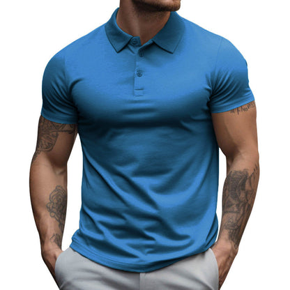 【24-hour shipping out】Men's Solid Slim Lapel Short Sleeve Casual Polo Shirt 22236281Z