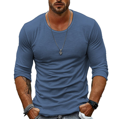 【24-hour shipping out】Men's Casual Solid Color Round Neck Long Sleeve T-Shirt 94867816X