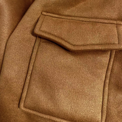 Men's Vintage Winter Lambswool Warm Lapel Multi-pocket Thick Coat 41317609M