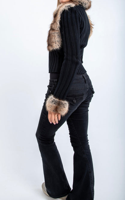 LAMOUR EXCLUSIVE FUR KNIT - BLACK