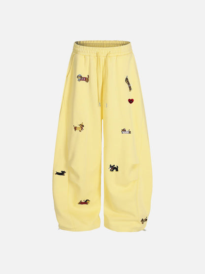 Aelfric Eden Embroidery Puppy Baggy Barrel Sweatpants