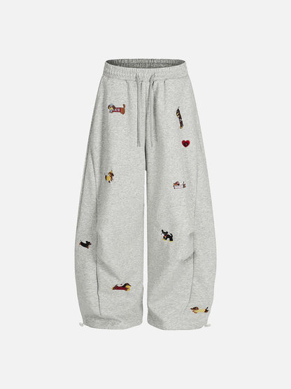 Aelfric Eden Embroidery Puppy Baggy Barrel Sweatpants