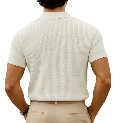 Men's Summer Classic Knitted Breathable V Neck T-Shirt MTA2982D2U