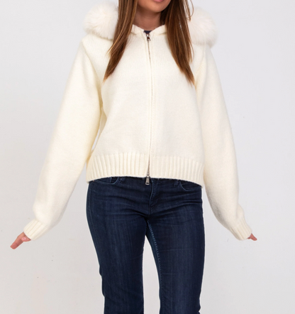 CHARM FUR JACKET- WHITE