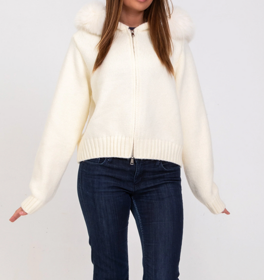 CHARM FUR JACKET- WHITE