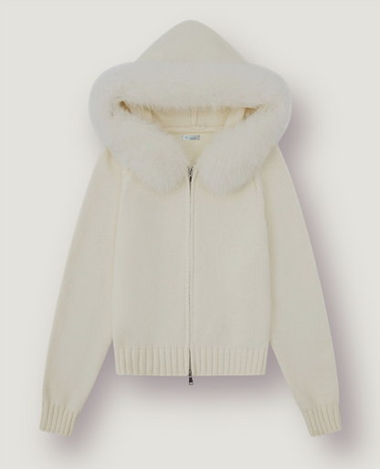 CHARM FUR JACKET- WHITE