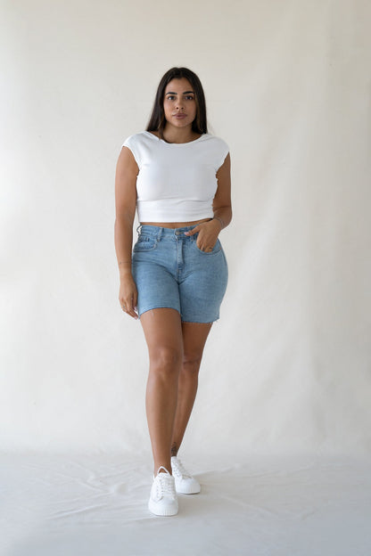 SHORTS HIGH RISE - LIGHT BLUE