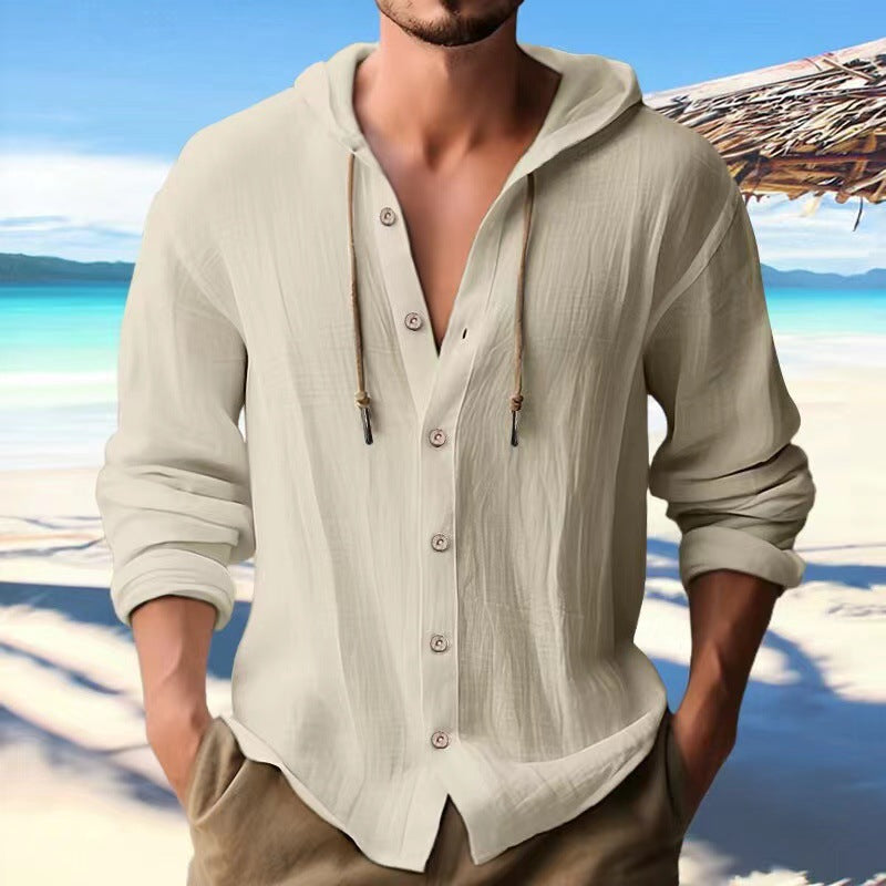 【24-hour shipping out】Men's Solid Color Single Breasted Long Sleeve Hoodie 00951247X