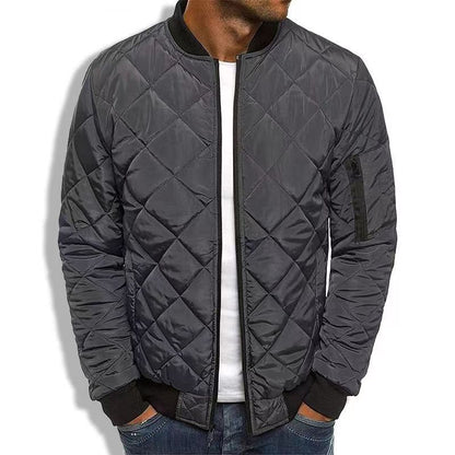 Men's Padded Stand Collar Solid Color Thermal Padded Jacket 17181514X