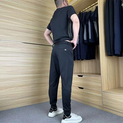 Men's Casual Sports Short Sleeve Long Pants Two-Piece Set
