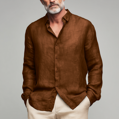 Men's Summer Fashion Slub Linen Long Sleeve Shirt MTA1184G6P