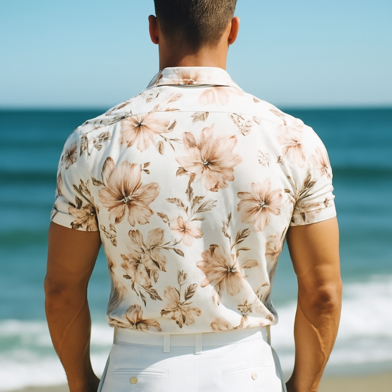 【24-hour shipping out】Men's Retro Casual Beach Hawaiian Floral Lapel Short Sleeve Shirt MTA2212D6TO