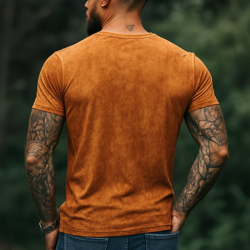 【24-hour shipping out】Men's Retro Casual Shabby Printed V-Neck Short Sleeve T-Shirt MTA2555D1TO