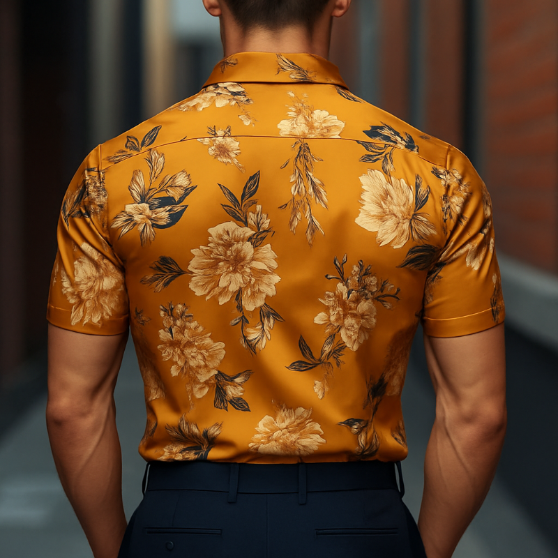 【24-hour shipping out】Men's Retro Casual Printed Floral Lapel Short Sleeve Shirt MTA1484D6TO