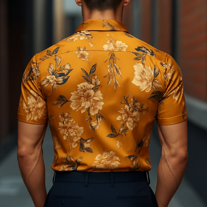【24-hour shipping out】Men's Retro Casual Printed Floral Lapel Short Sleeve Shirt MTA1484D6TO