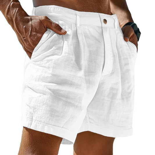 【24-hour shipping out】Men's Linen Solid Color Summer Shorts Beach Shorts 61078937X