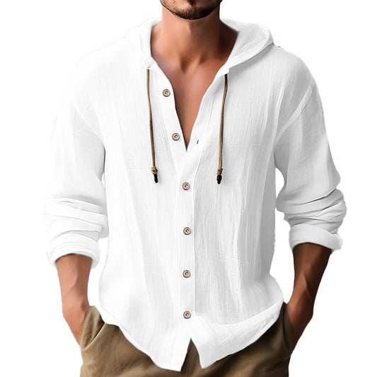 【24-hour shipping out】Men's Solid Color Single Breasted Long Sleeve Hoodie 00951247X