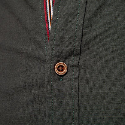 Men's Cotton and Linen Casual Solid Color Long-sleeved Shirt 77932648X