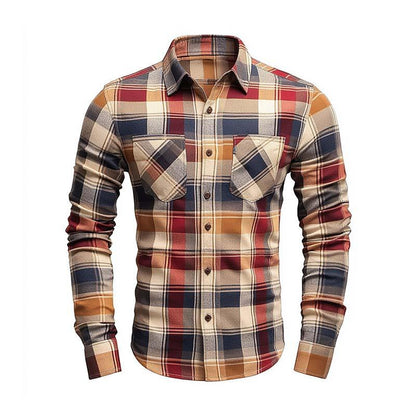 Men's Classic Casual Slim Fit Check Brushed Cotton Long Sleeve Shirt 91392940K