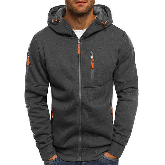 Men's Casual Cotton Blend Zipper Hooded Slim Fit Sports Jacket 87031331