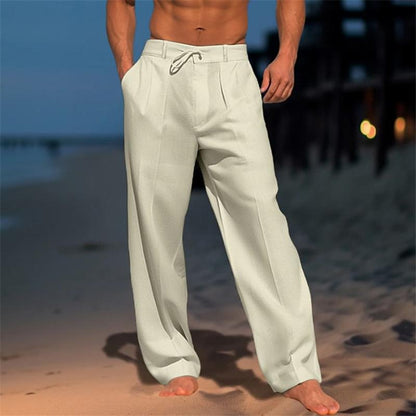 【24-hour shipping out】Men's Linen Solid Color Vacation Basic Beach Pants 61164046X