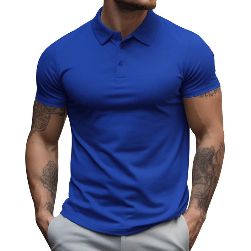 【24-hour shipping out】Men's Solid Slim Lapel Short Sleeve Casual Polo Shirt 22236281Z