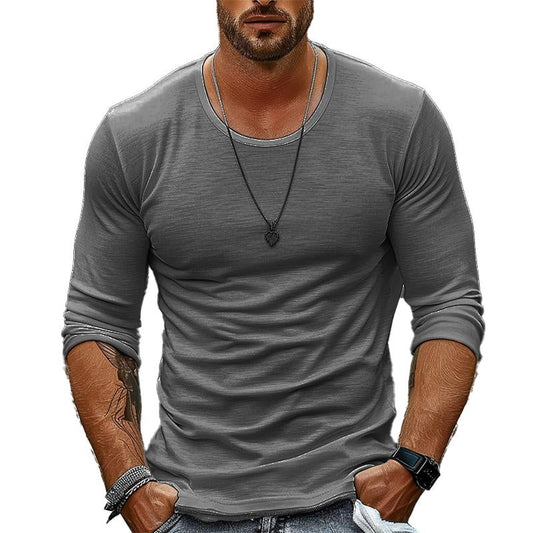 【24-hour shipping out】Men's Casual Solid Color Round Neck Long Sleeve T-Shirt 94867816X
