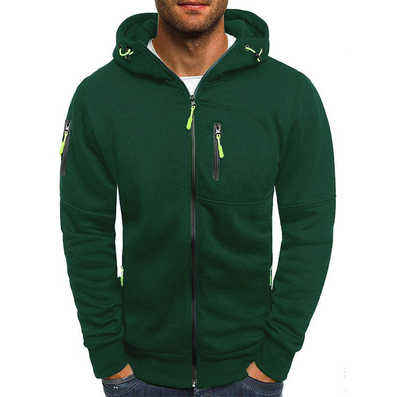 Men's Casual Cotton Blend Zipper Hooded Slim Fit Sports Jacket 87031331