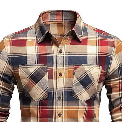 Men's Classic Casual Slim Fit Check Brushed Cotton Long Sleeve Shirt 91392940K