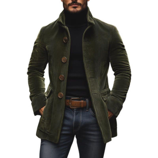 【24-hour shipping out】Men's Vintage Corduroy Stand Collar Single Breasted Slim Short Coat 66901253M