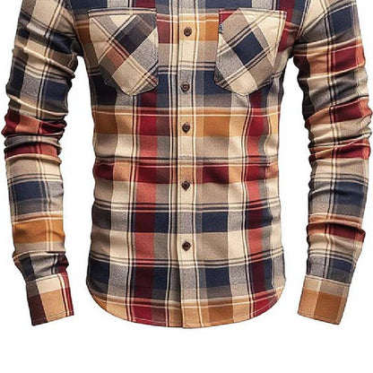 Men's Classic Casual Slim Fit Check Brushed Cotton Long Sleeve Shirt 91392940K