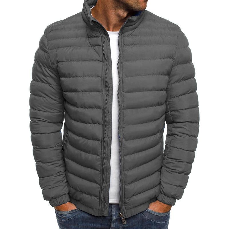 Men's Casual Stand Collar Long Sleeve Padded Warm Slim Fit Jacket 96439922M