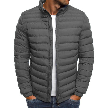Men's Casual Stand Collar Long Sleeve Padded Warm Slim Fit Jacket 96439922M
