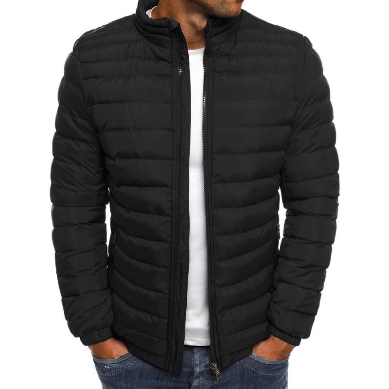 Men's Casual Stand Collar Long Sleeve Padded Warm Slim Fit Jacket 96439922M