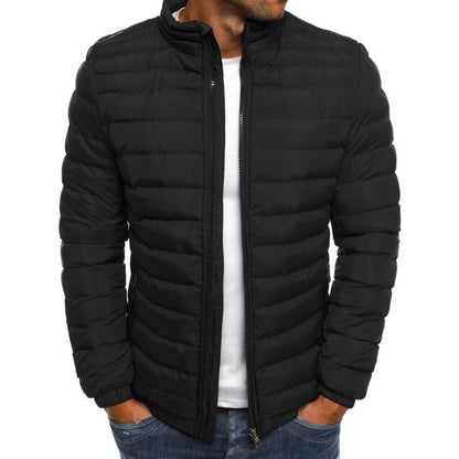 Men's Casual Stand Collar Long Sleeve Padded Warm Slim Fit Jacket 96439922M