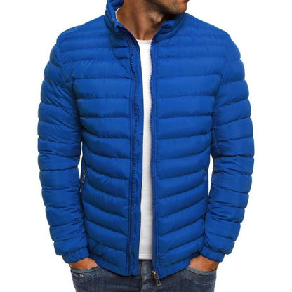 Men's Casual Stand Collar Long Sleeve Padded Warm Slim Fit Jacket 96439922M