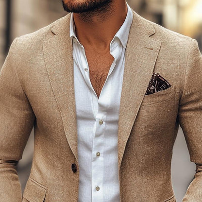 【24-hour shipping out】Men's Fashion Notch Lapel Two Buttons Casual Blazer 47644865Z