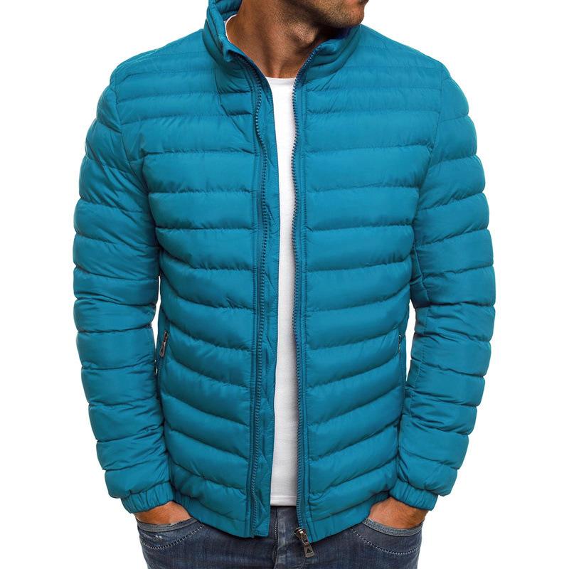Men's Casual Stand Collar Long Sleeve Padded Warm Slim Fit Jacket 96439922M