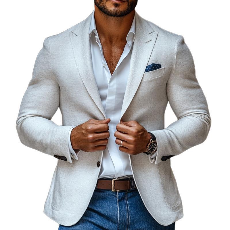 【24-hour shipping out】Men's Fashion Solid Color Peak Lapel Two Buttons Casual Blazer 78750746Z